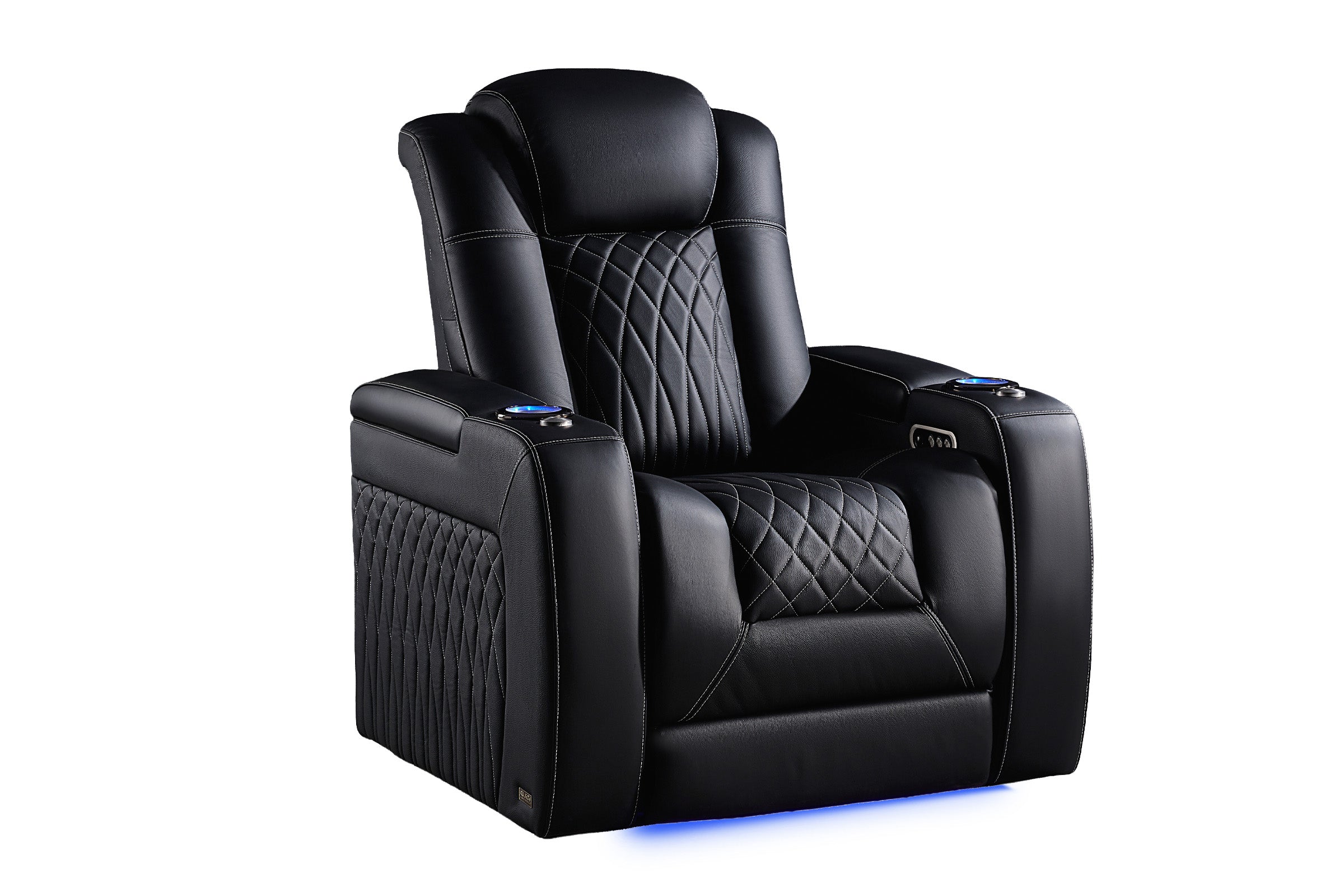 Vorlux Tarantino Italian Leather Home Theater Seating With LED Power Recline Single Seat