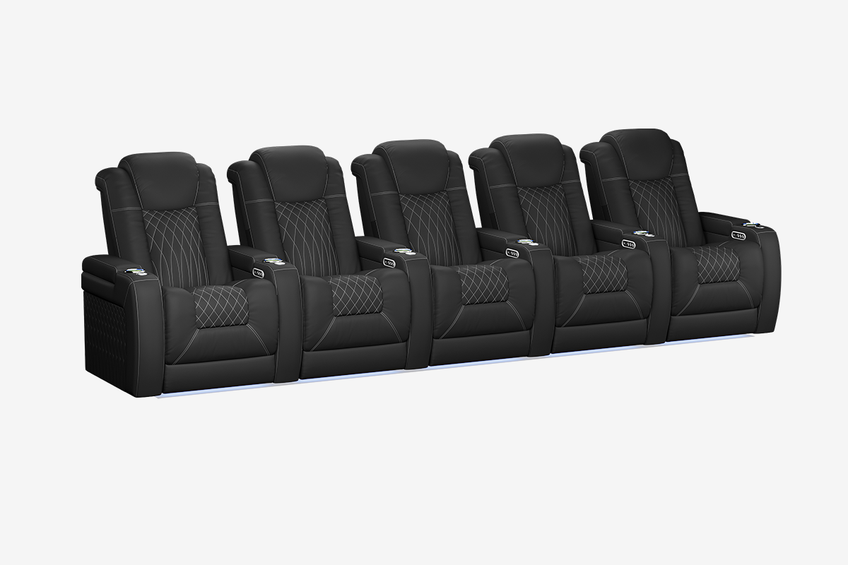 Vorlux Tarantino Three Motor Leather Executive Home Theater Seating