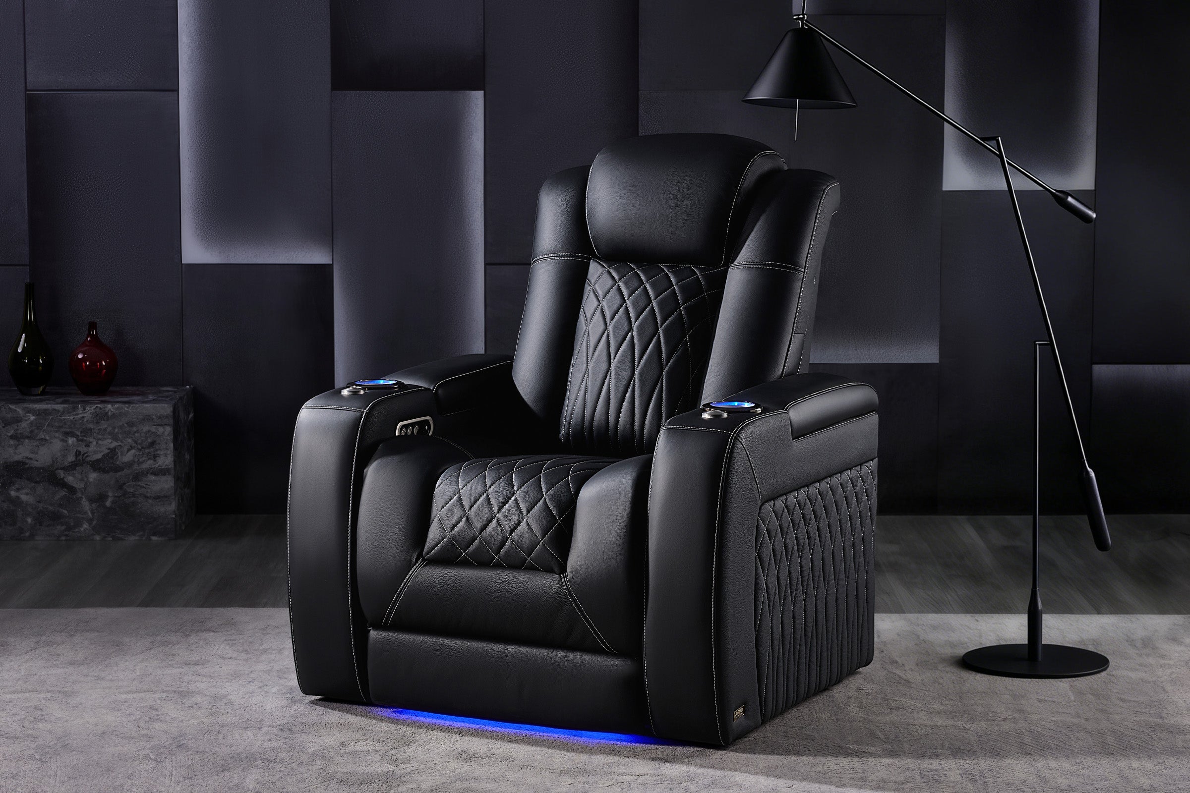 Vorlux Tarantino Italian Leather Home Theater Seating With LED Power Recline