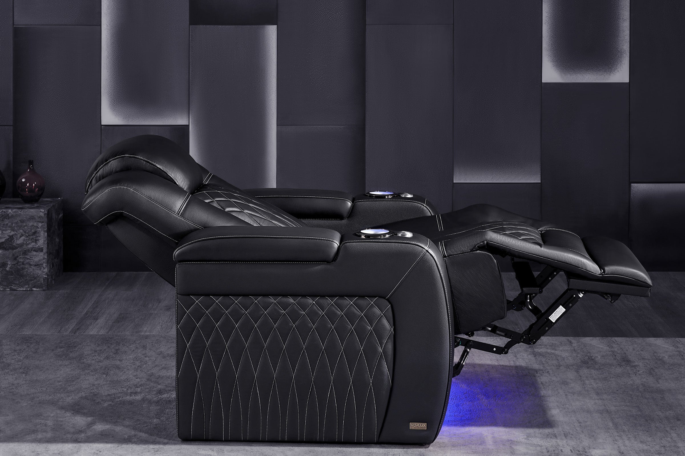 Vorlux Tarantino Italian Leather Home Theater Seating With LED Power Recline