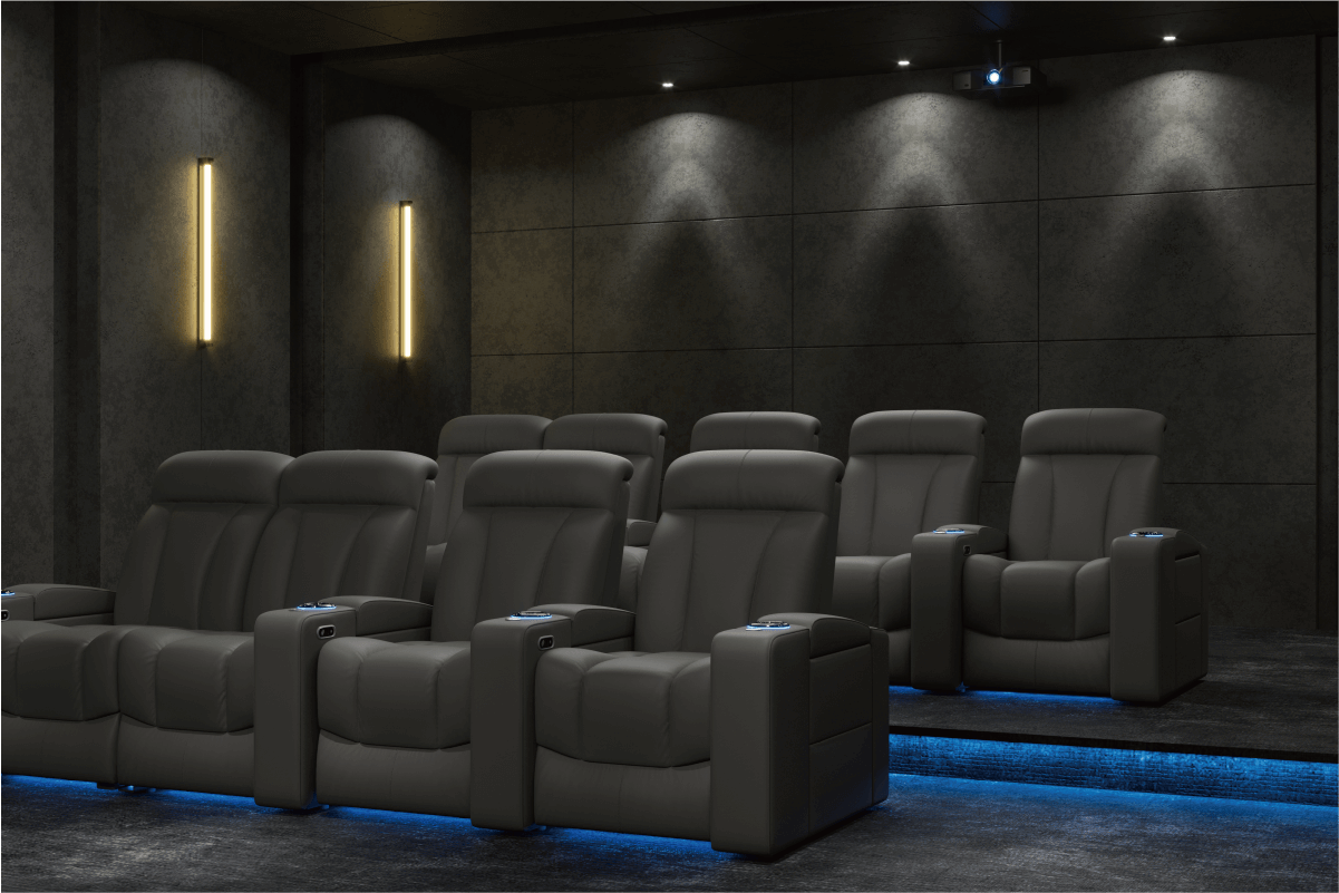 Vorlux Keaton Dual Motor Leather Home Theater Seating