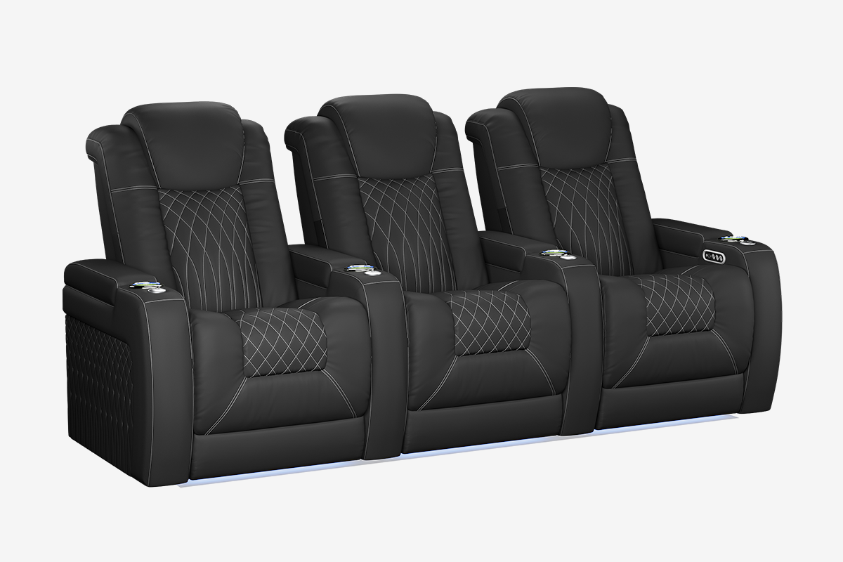 Vorlux Tarantino Three Motor Leather Executive Home Theater Seating
