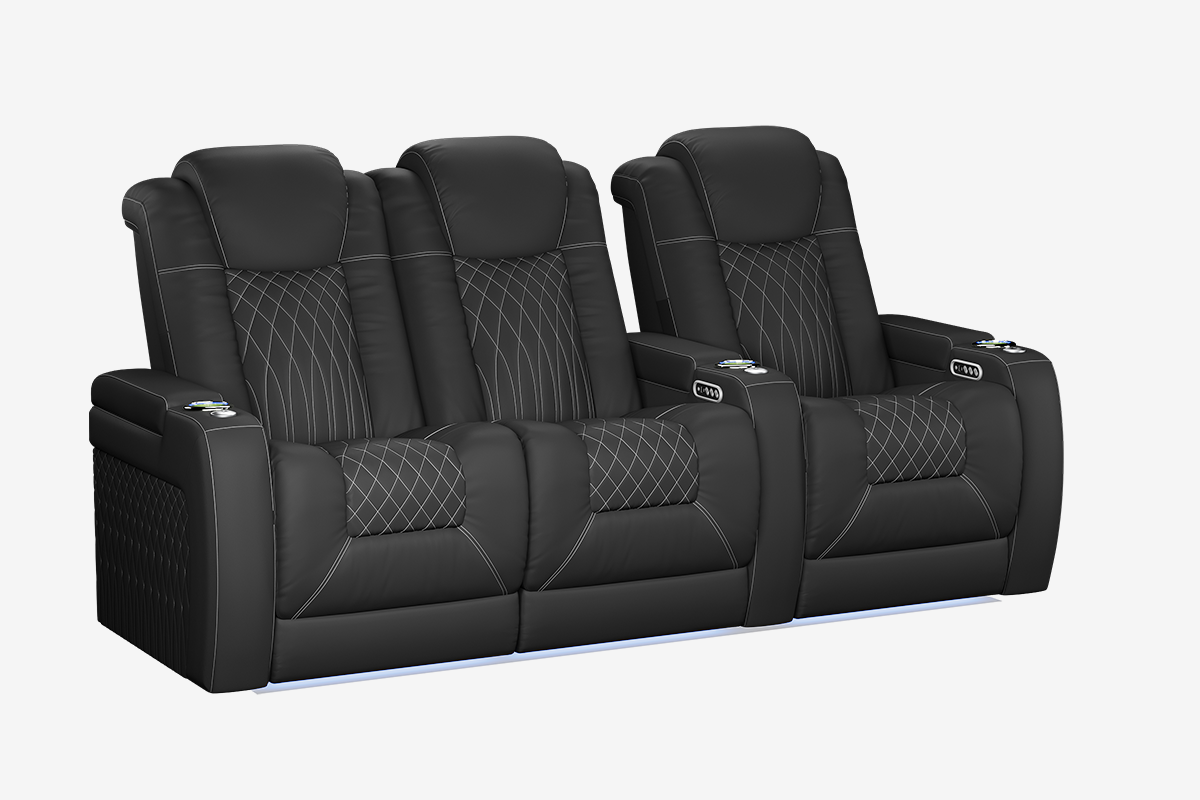 Vorlux Tarantino Three Motor Leather Executive Home Theater Seating