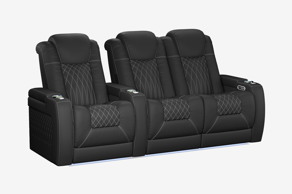 Vorlux Tarantino Three Motor Leather Executive Home Theater Seating