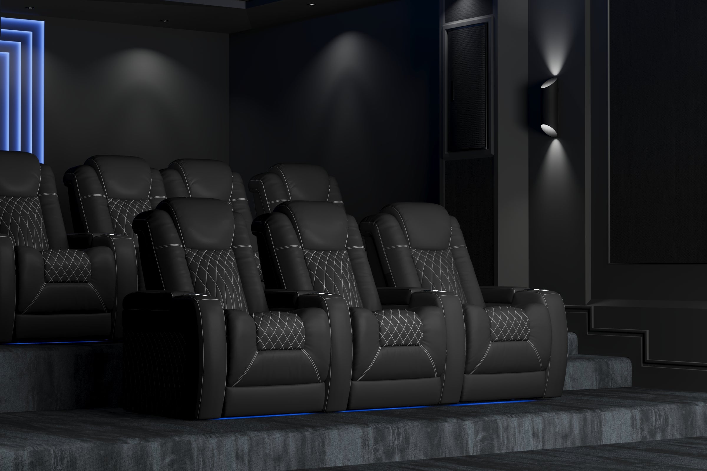 Vorlux Tarantino Three Motor Leather Executive Home Theater Seating