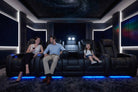 Tarantino Console Italian Leather Home Theater Seating With Power Recline Lumbar Headrest