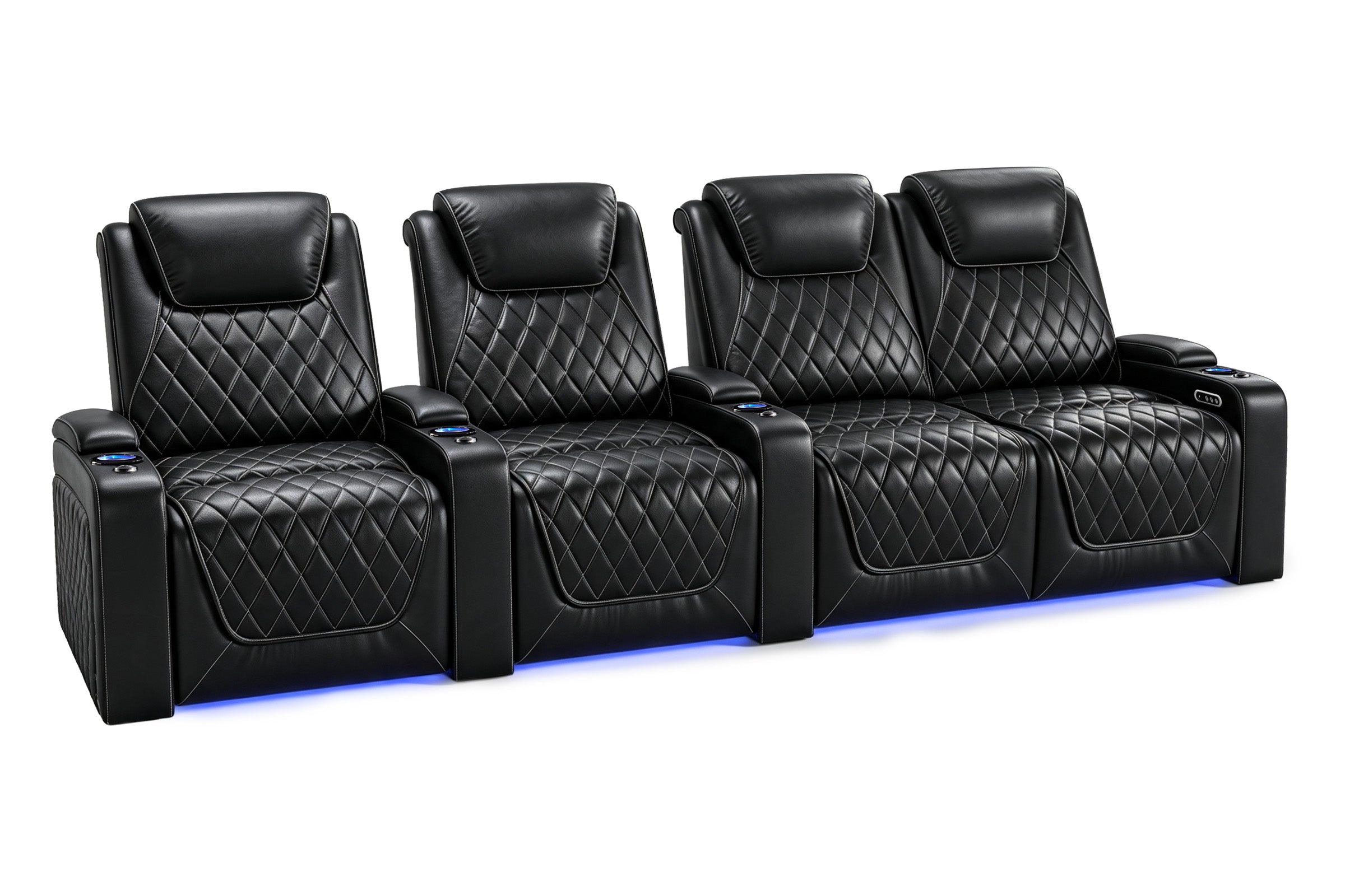 Nolan home theater seating row of 4 configuration Italian leather
