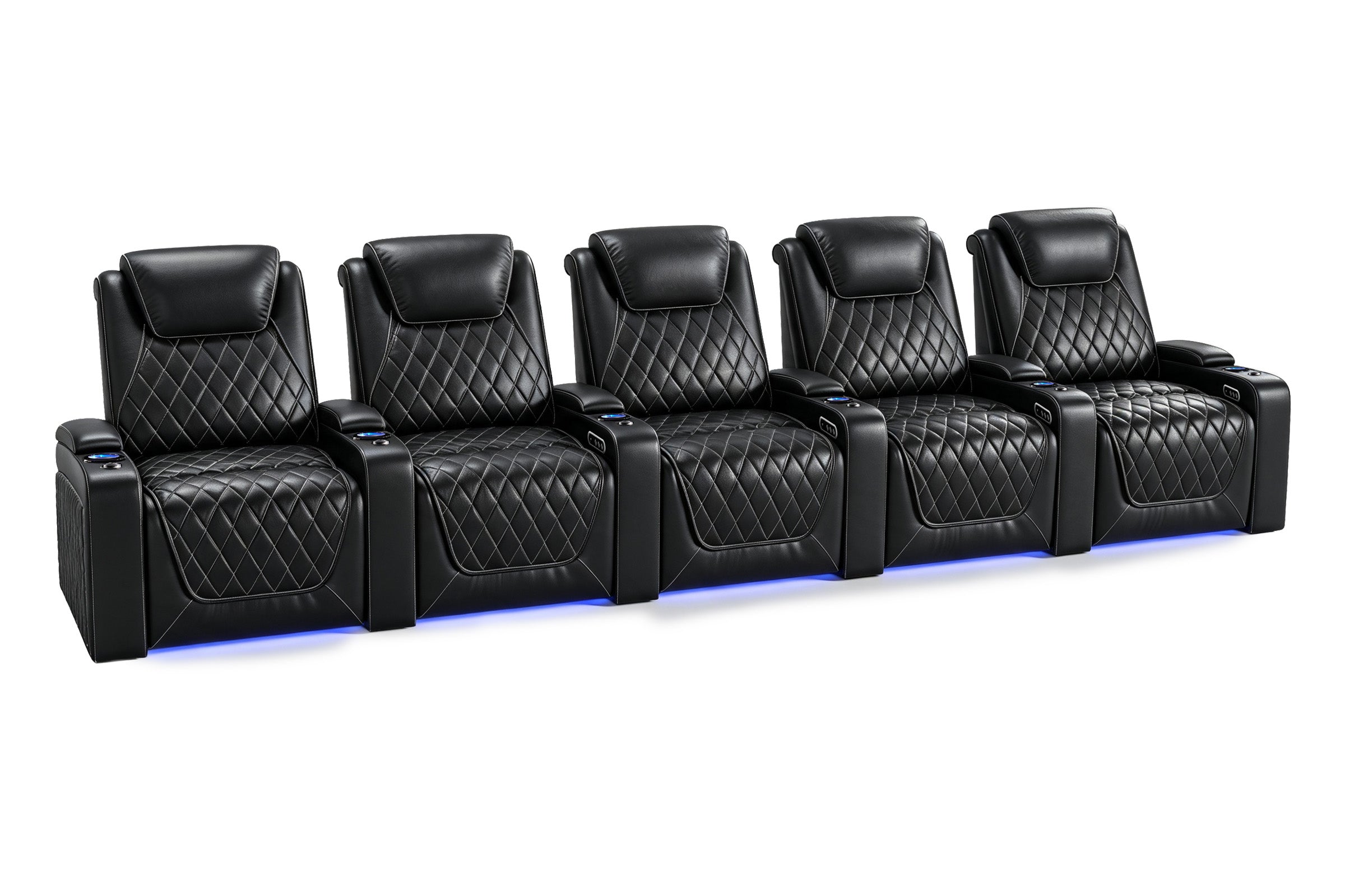 Nolan home theater seating row of 5 configuration Italian leather