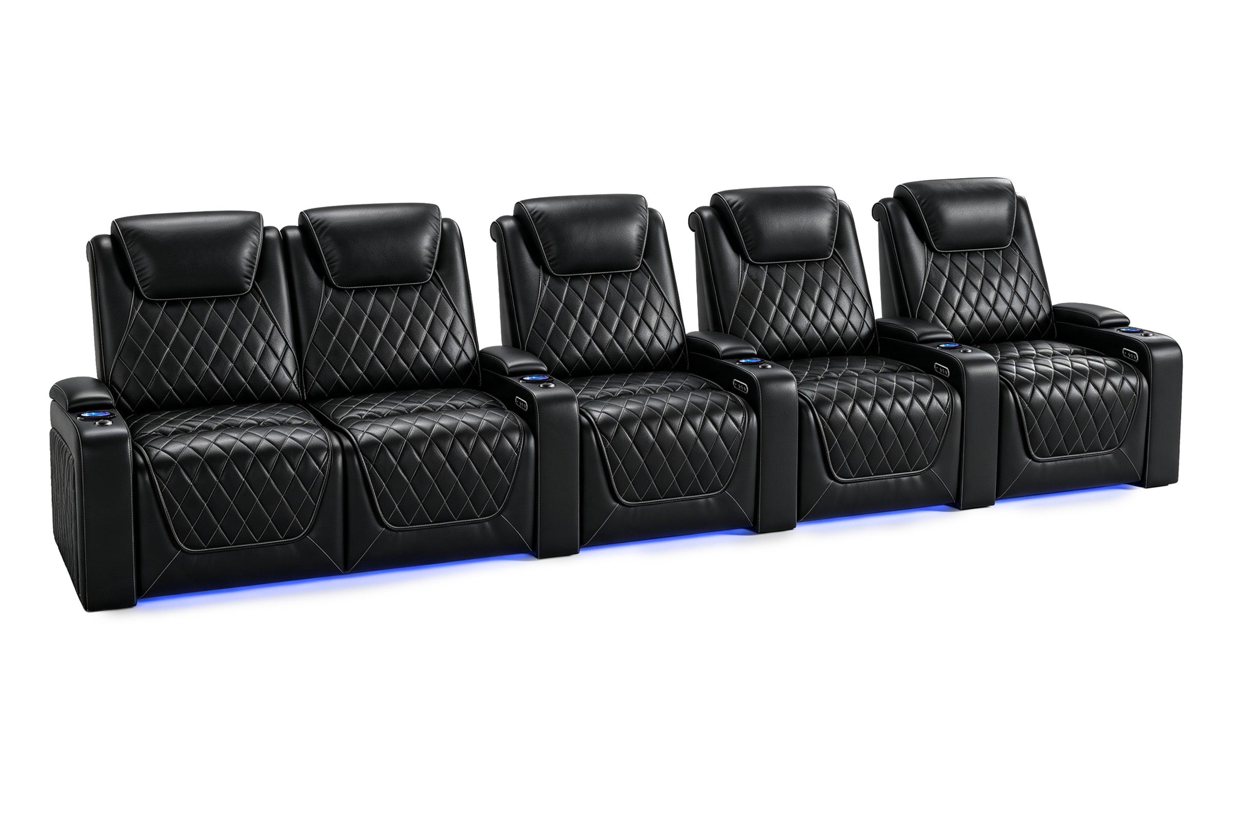 Nolan home theater seating row of 5 configuration Italian leather