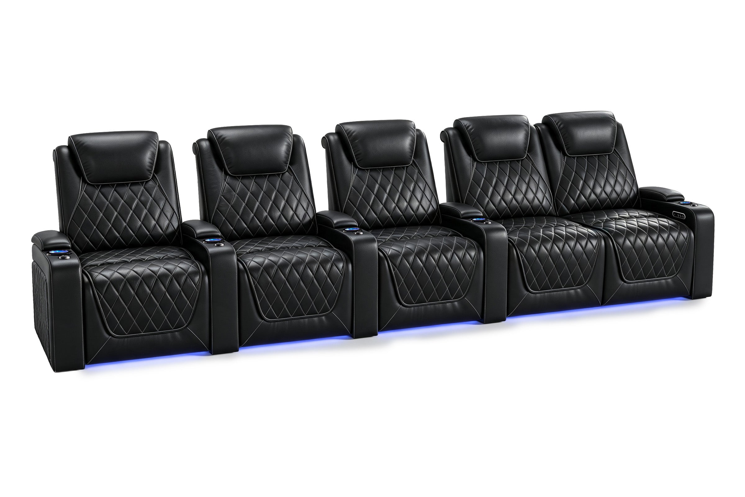 Nolan home theater seating row of 5 configuration Italian leather