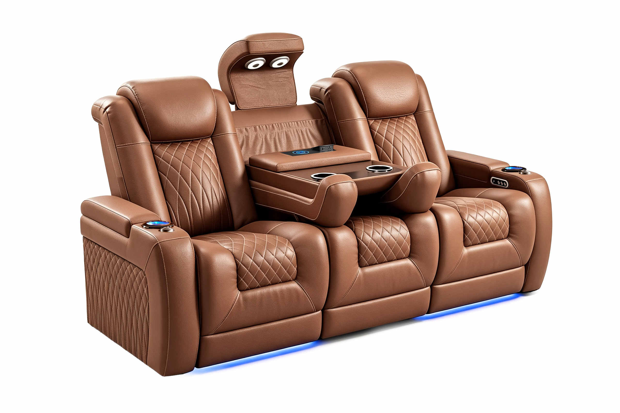 Tarantino Console Chestnut Power Movie Theater Seats