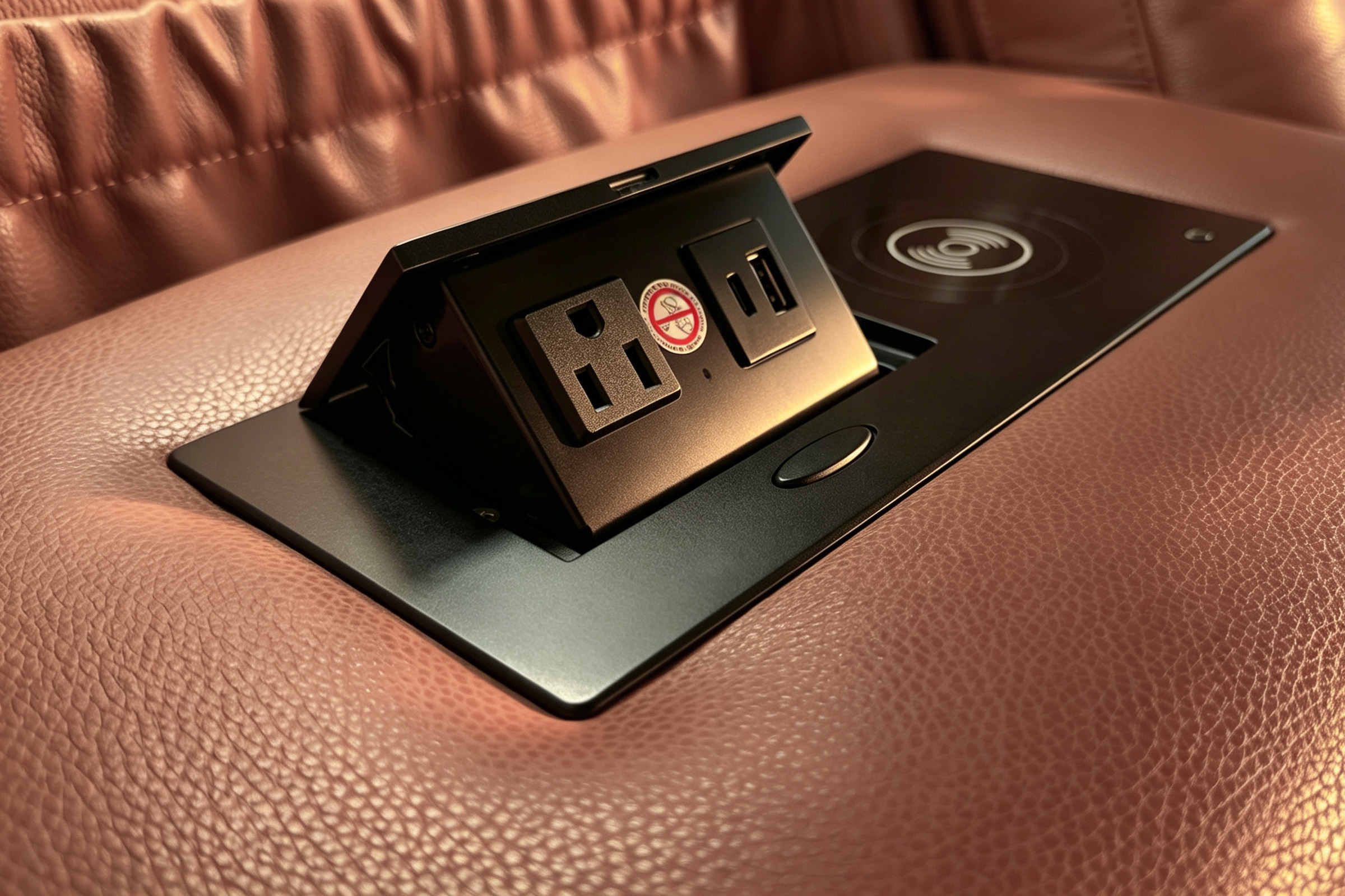 Tarantino Console Chestnut Power Movie Theater Seats