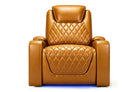 Nolan Home Theater Seating Single Cognac Leather Recliner with Diamond Quilting and USB Charging Port	