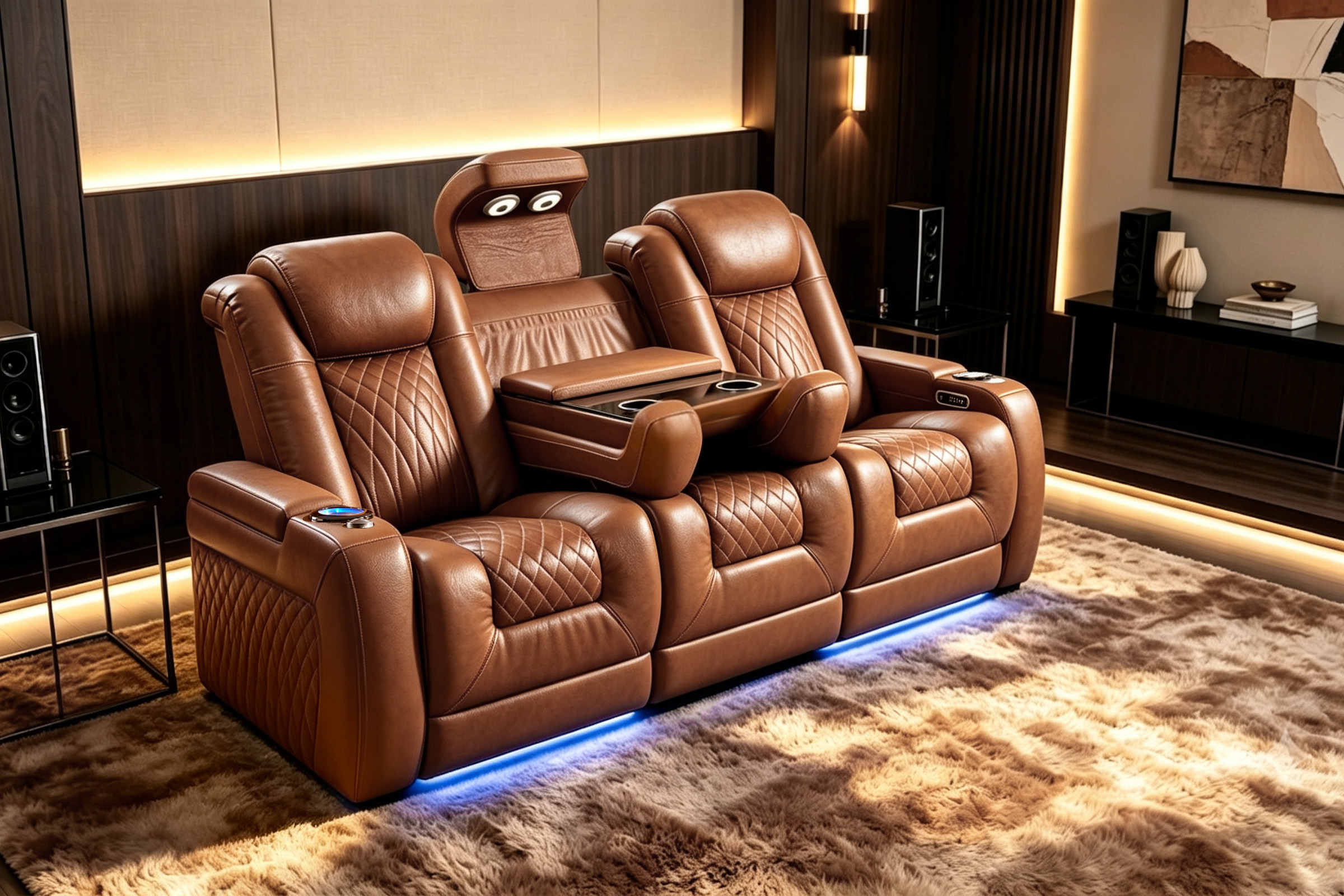 Tarantino Console Chestnut Power Movie Theater Seats