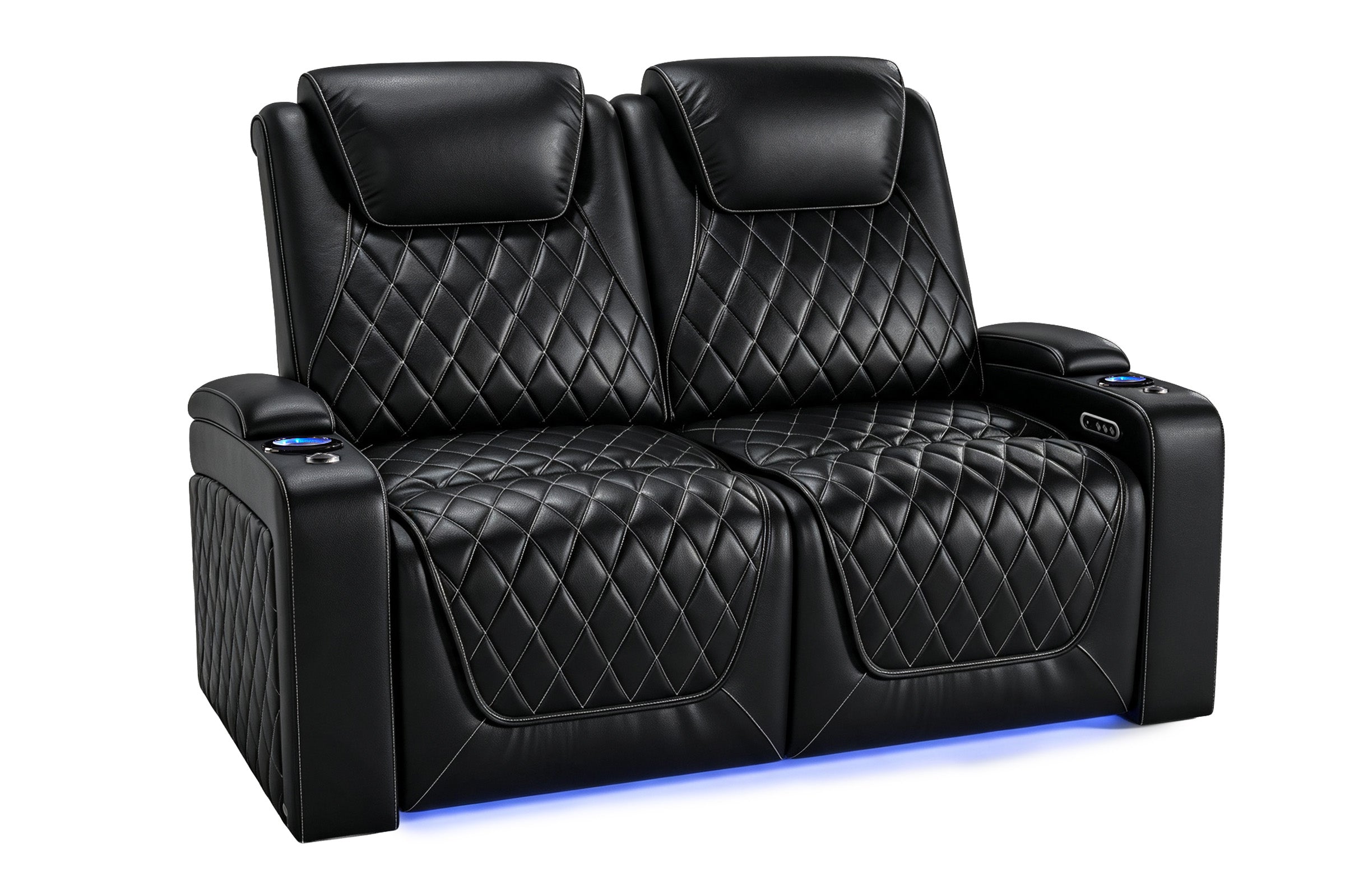 Nolan home theater seating RGB LED base lighting detail