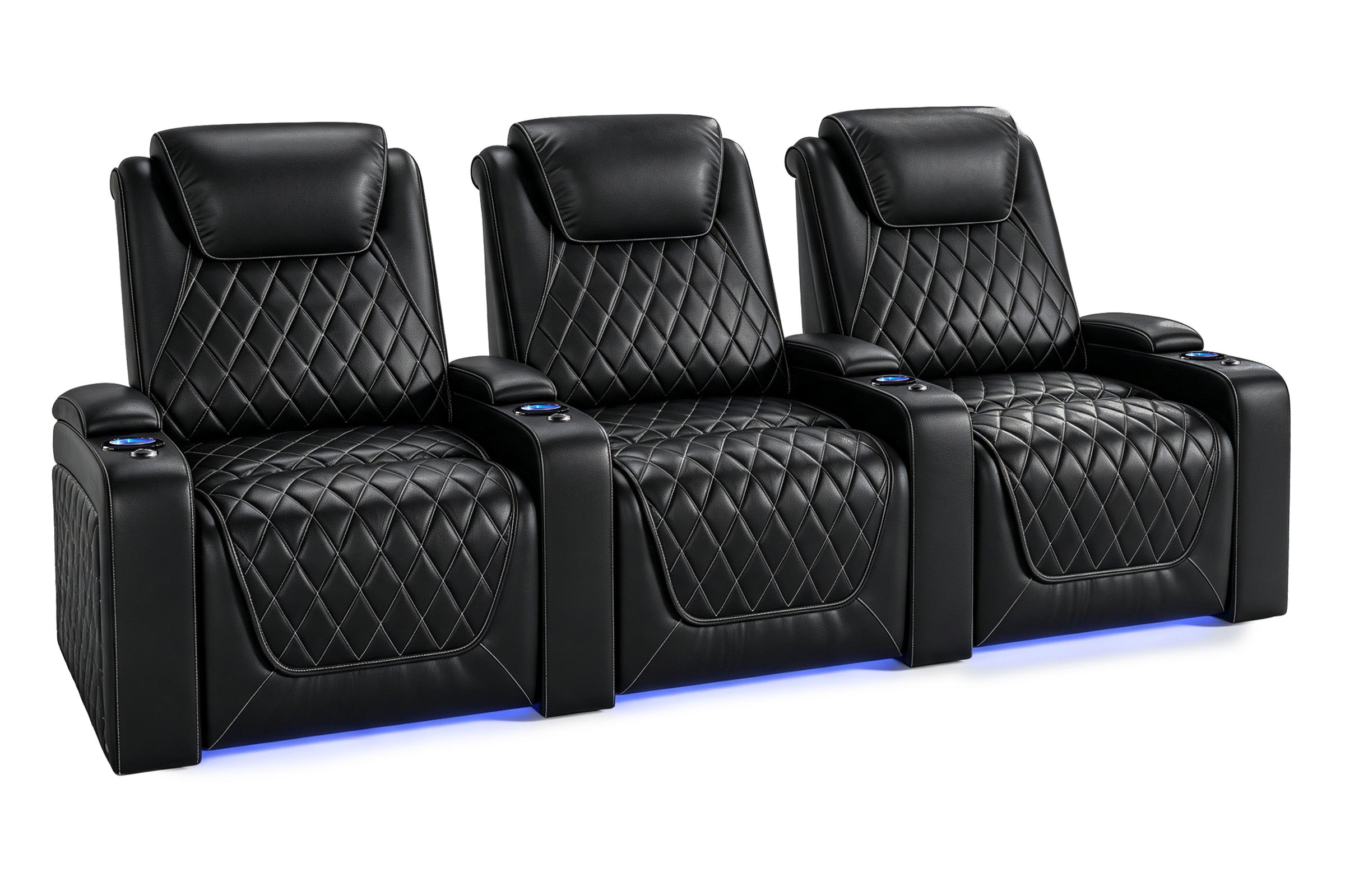 Nolan home theater seating Italian leather front view