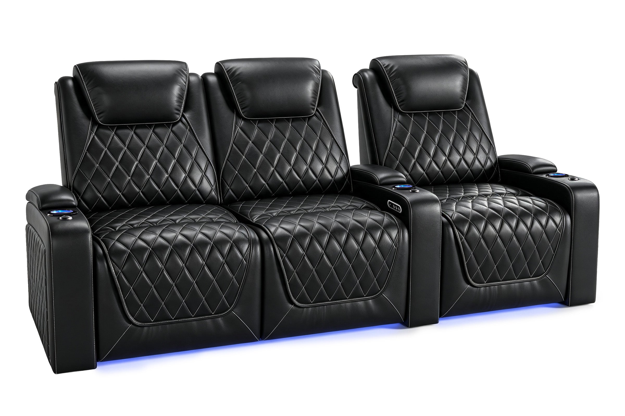 Nolan home theater seating illuminated cup holder LED