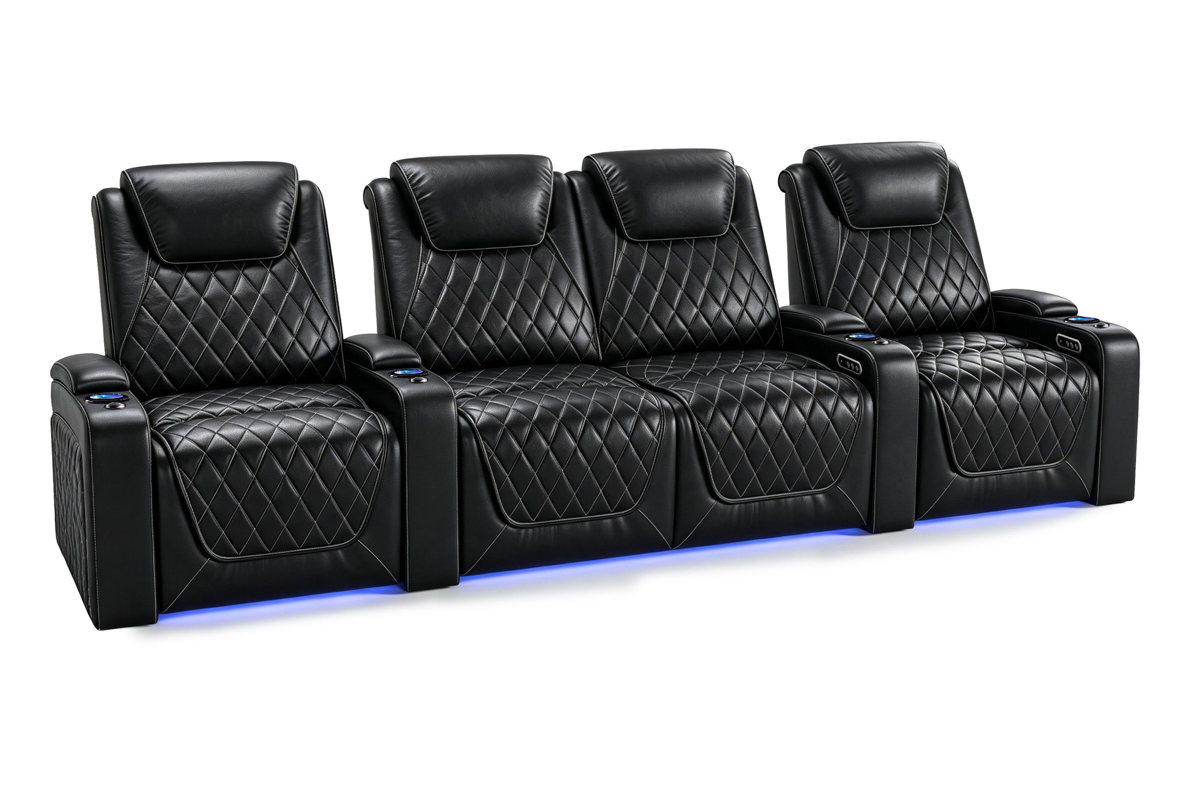 Nolan home theater seating row of 4 configuration Italian leather