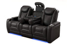 Tarantino Console Italian Leather Home Theater Seating With Power Recline Lumbar Headrest