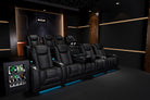 Tarantino Console Italian Leather Home Theater Seating With Power Recline Lumbar Headrest